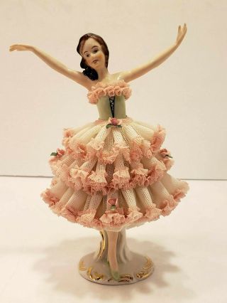 Antique Dresden Lace Ballerina Details Pk Markings