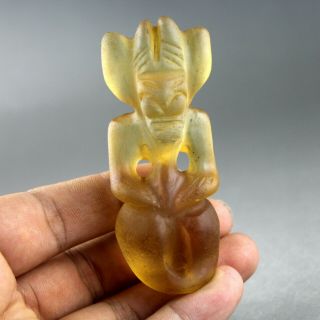 3.  2  China Hongshan Culture Old Jade Hand - Carved Sun God Apollo Pendant 0744