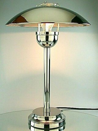 ART DECO BAUHAUS MODERNIST DESIGN TABLE LAMP DESK LIGHT CHROME REEDITION VINTAGE 2