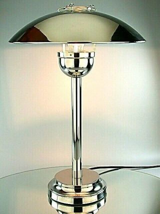 ART DECO BAUHAUS MODERNIST DESIGN TABLE LAMP DESK LIGHT CHROME REEDITION VINTAGE 3