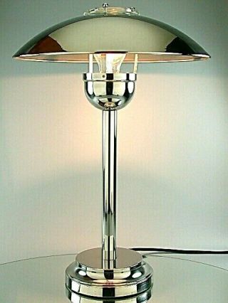ART DECO BAUHAUS MODERNIST DESIGN TABLE LAMP DESK LIGHT CHROME REEDITION VINTAGE 4
