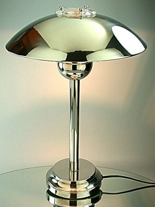 ART DECO BAUHAUS MODERNIST DESIGN TABLE LAMP DESK LIGHT CHROME REEDITION VINTAGE 5