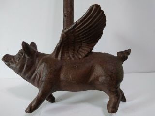 Cast Iron Flying Pig Door Stop With Decorative Carry Handle