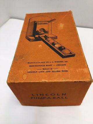 Lincoln “pump A Ball” J.  L.  Wright Vintage Wooden Toy Game Rare Lloyd Box