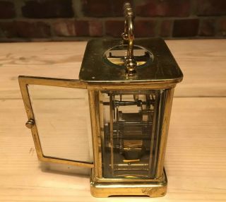 Brass & Bevel Edged Glass Carriage Clock With Key 4