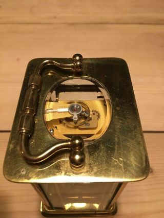Brass & Bevel Edged Glass Carriage Clock With Key 5