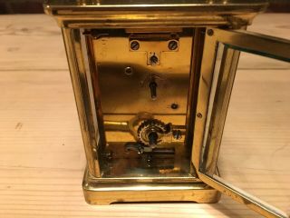Brass & Bevel Edged Glass Carriage Clock With Key 6
