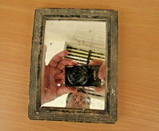 Vintage Old Wooden Hand Carved Frame Small Shaving / Makeup Mirror M1