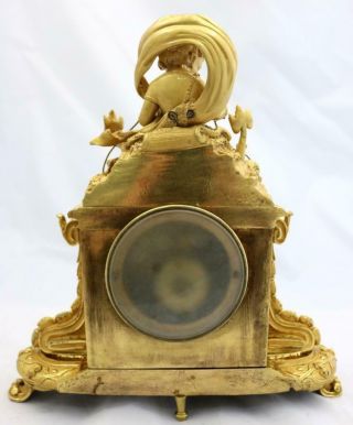 Antique French Mantle Clock Figural Bronze & Cobalt Blue Sevres Striking 10