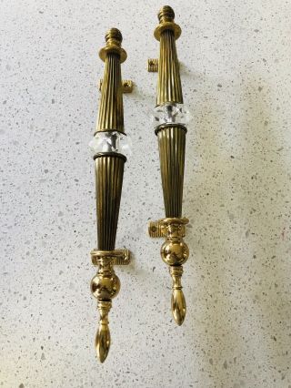 Large European Door Handle Knob Vintage Doorknob Pulls,  Push Handle Brass Crystal