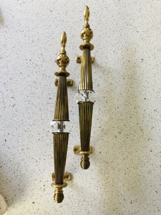 Large European Door Handle Knob Vintage Doorknob Pulls,  Push Handle Brass Crystal 6