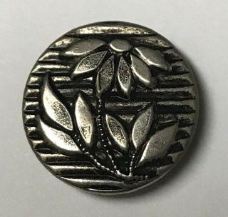 Vintage Silver Tone Stripe Metal Daisy Flower Button 751