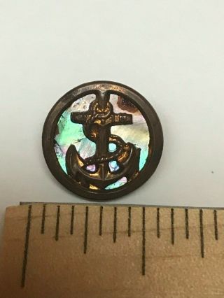 Unique Rare Vintage Metal antique Boat anchor w/ colored shell button 257 5