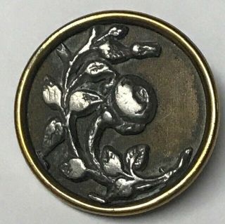 Old Vintage Antique Rose Flower Metal Button 756