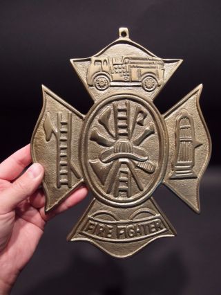 Antique Vintage Style Brass Fire Fighter Plaque Fire Mark Sign