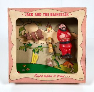 Vintage 1951 Emenee Jack And The Beanstalk Story Book Miniature Toy Play Set Mib