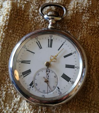 Antique 800 Silver Cased Pocket Watch.  Tries To Work.  Ships,  Nr