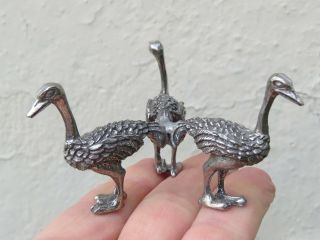 One Of A Kind Pewter Silver Emu Ostrich Figurine Statue Antique Metalware