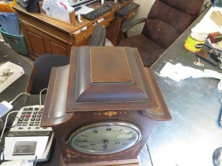 GUSTAV BECKER MANTLE CLOCK 1920 ' S WESTMINSTER CHIMES INLAID RUNS GOOD THREE KEY 2