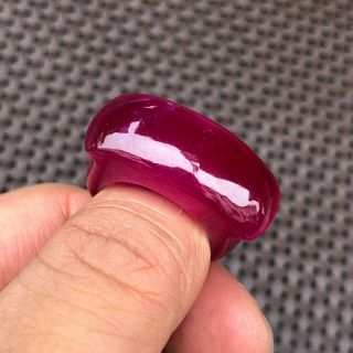 Chinese Handwork Purple Jadeite Jade Collectible Horse Saddle Shape No.  8 Ring