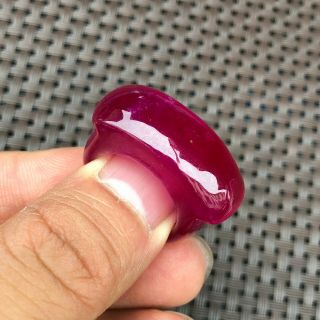 Chinese Handwork Purple Jadeite Jade Collectible Horse Saddle Shape No.  8 Ring 2