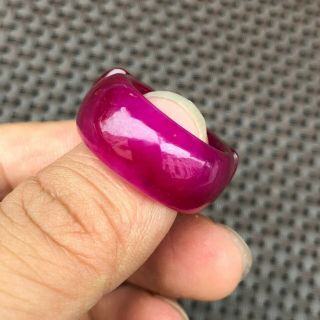 Chinese Handwork Purple Jadeite Jade Collectible Horse Saddle Shape No.  8 Ring 7