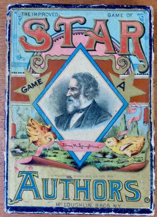 Antique1888 McLOUGHLIN BROTHERS Card Game IMPROVED STAR AUTHORS Complete PACK A 2