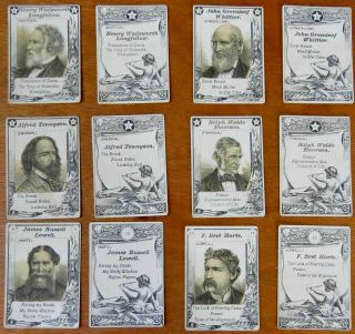 Antique1888 McLOUGHLIN BROTHERS Card Game IMPROVED STAR AUTHORS Complete PACK A 5