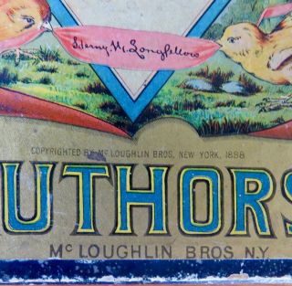 Antique1888 McLOUGHLIN BROTHERS Card Game IMPROVED STAR AUTHORS Complete PACK A 8
