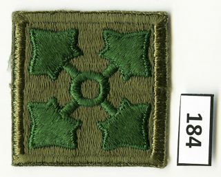 Dealer Dave Military Patch Wwii Era 4th Infantry Div Ssi,  1st Design (184)
