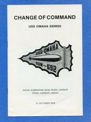 Submarine Uss Omaha Ssn 692 Change Of Command Navy Ceremony Program W/ Invitatio