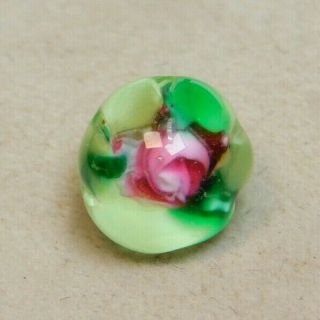 Antique Paperweight Button Tiny Pink Rose 7/16 L