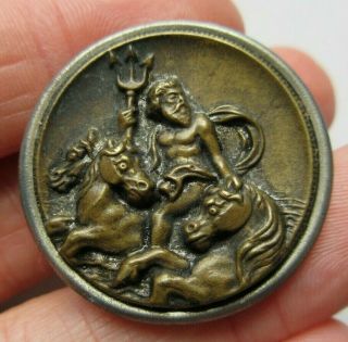 Wonderful Large Antique Vtg Victorian Metal Picture Button Mythology God (s)