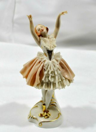 Antique Dresden Germany Lace Lady Dancer Balleina Figurine