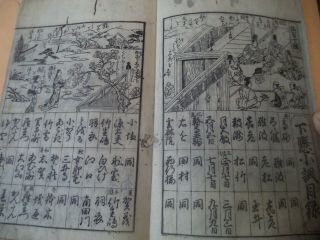Antique Japanese Woodblock Book 1795 Illustrated with Stage Props,  Masks etc. 2