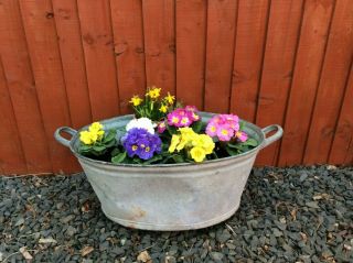 Vintage Galvanised Planter - - Wash Tub