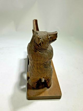 Vintage Black Forest Bern Hand Carved Wood Black Bear Card Holder 5