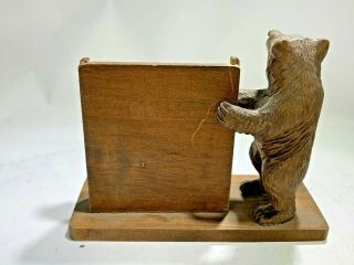 Vintage Black Forest Bern Hand Carved Wood Black Bear Card Holder 6