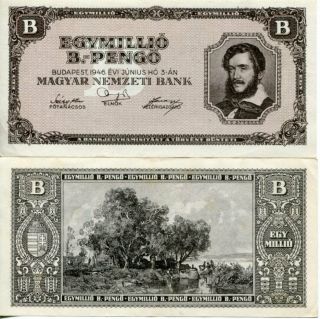 Banknote 1946 Republic Hungary Ef Xf 1000000 B - Pengo Bilpengo Hyperinflation