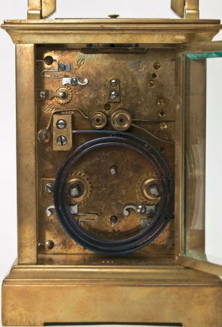 French Petite Sonnerie 1/4 hour repeating carriage clock 1890 5