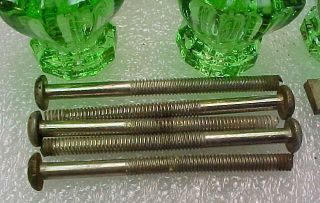 Set of 6 Vintage GREEN GLASS Drawer Pulls / Handle 1 1/4 