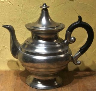 Antique American Pewter Teapot,  Unmarked Possibly Boardman,  C.  1830