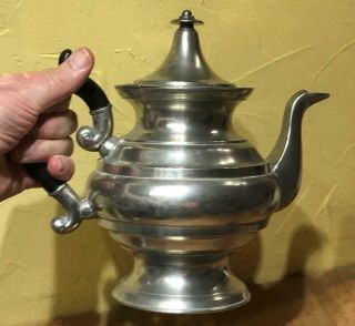 Antique American Pewter Teapot,  Unmarked Possibly Boardman,  c.  1830 6