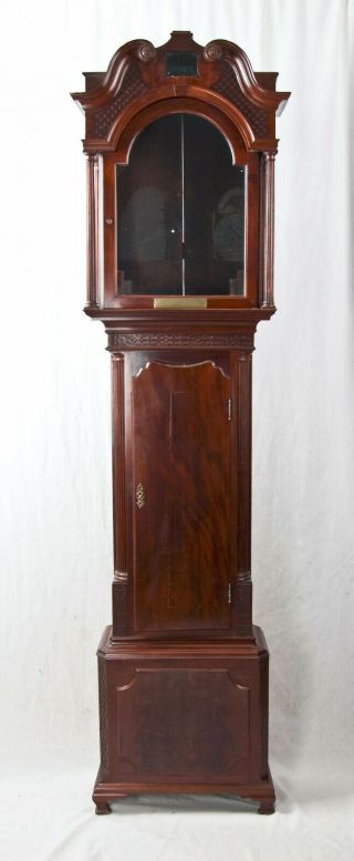 English Chippendale Flame Mahogany Grandfather Clock Case Only @ 1789
