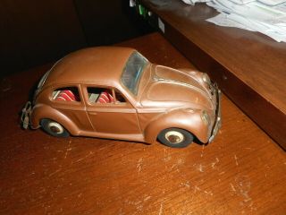 1960 Volkswagen Beetle Tin Friction Toy Bandai Japan 8 "