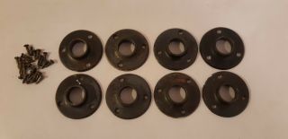 8 Antique / Vintage Round Cast Iron Door Back Plates For Glass Knobs
