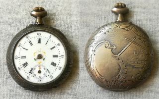 Vintage Antique Floral Ornate Silver Pocket Watch Case Parts Repair _