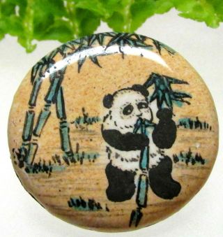 Fabulous Older Chinese Enamel Panda Bear Button C89
