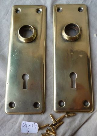Door Knob Back Plates Mission Antique Stamped Brass 5 3/4 " X 1 7/8 " (per Pair)