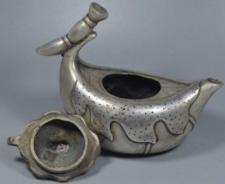 Collectable Handwork Old Miao Silver Carve Buddha Lotus Souvenir Tibet Tea Pot 5